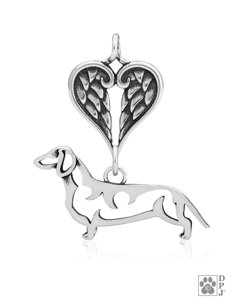 Dachshund Smooth Coat, Body, with Engravable Healing Angels Pendant