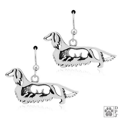 Dachshund Longhaired w/Badger, Body, Earring