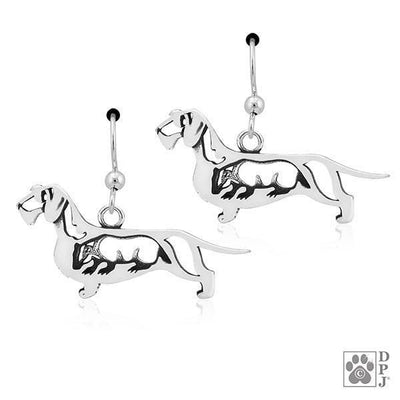 Dachshund Wirehaired w/Badger, Body, Earring