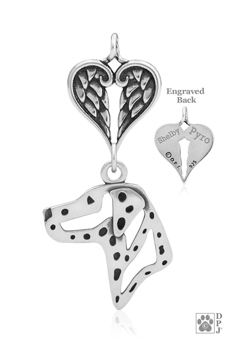 Dalmatian, Head, with Engravable Healing Angels Pendant