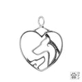 Doberman Pinscher Mom and Puppy  Sterling Silver Heart Pendant