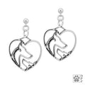 Doberman Pinscher Sterling Silver  Mom and Puppy Heart Earrings