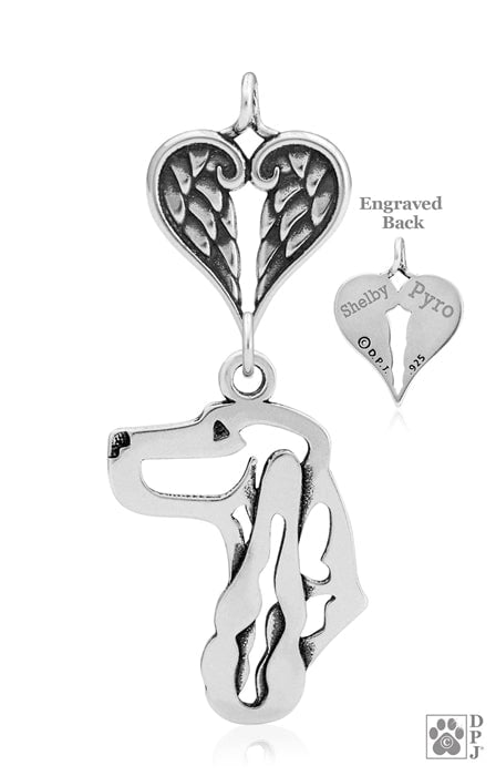 English Cocker Spaniel, Head, with Engravable Healing Angels Pendant