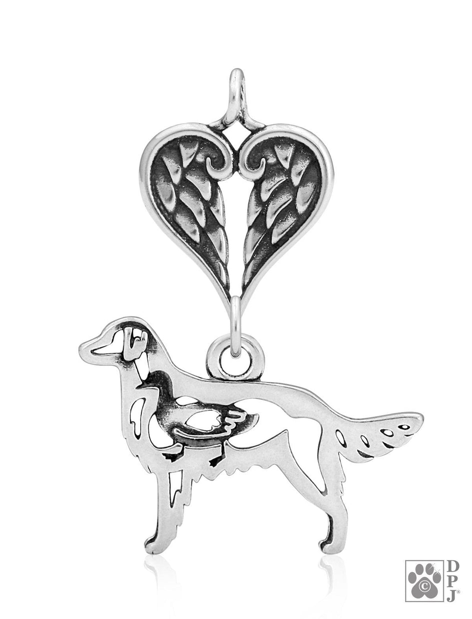 Flat-Coated Retriever, Body, with Engravable Healing Angels Pendant