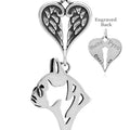 French Bulldog, Head,  with Engravable Healing Angels Pendant