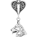 German Shepherd Dog, Head, with Engravable Healing Angels Pendant
