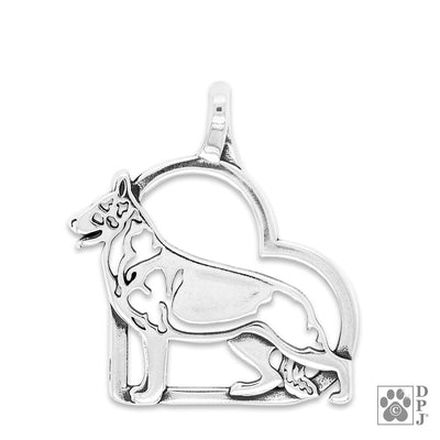 German Shepherd Dog in Heart Necklace, Body
