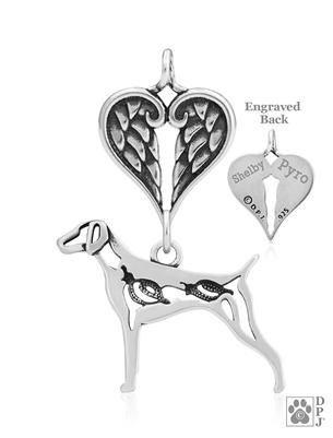 German Shorthaired Pointer w/Quail, Body, with Engravable Healing Angels Pendant