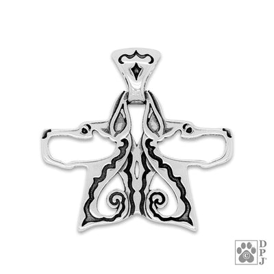 Double Great Dane Pendant Necklace