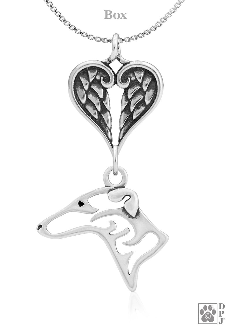 Greyhound, Head, with Engravable Healing Angels Pendant