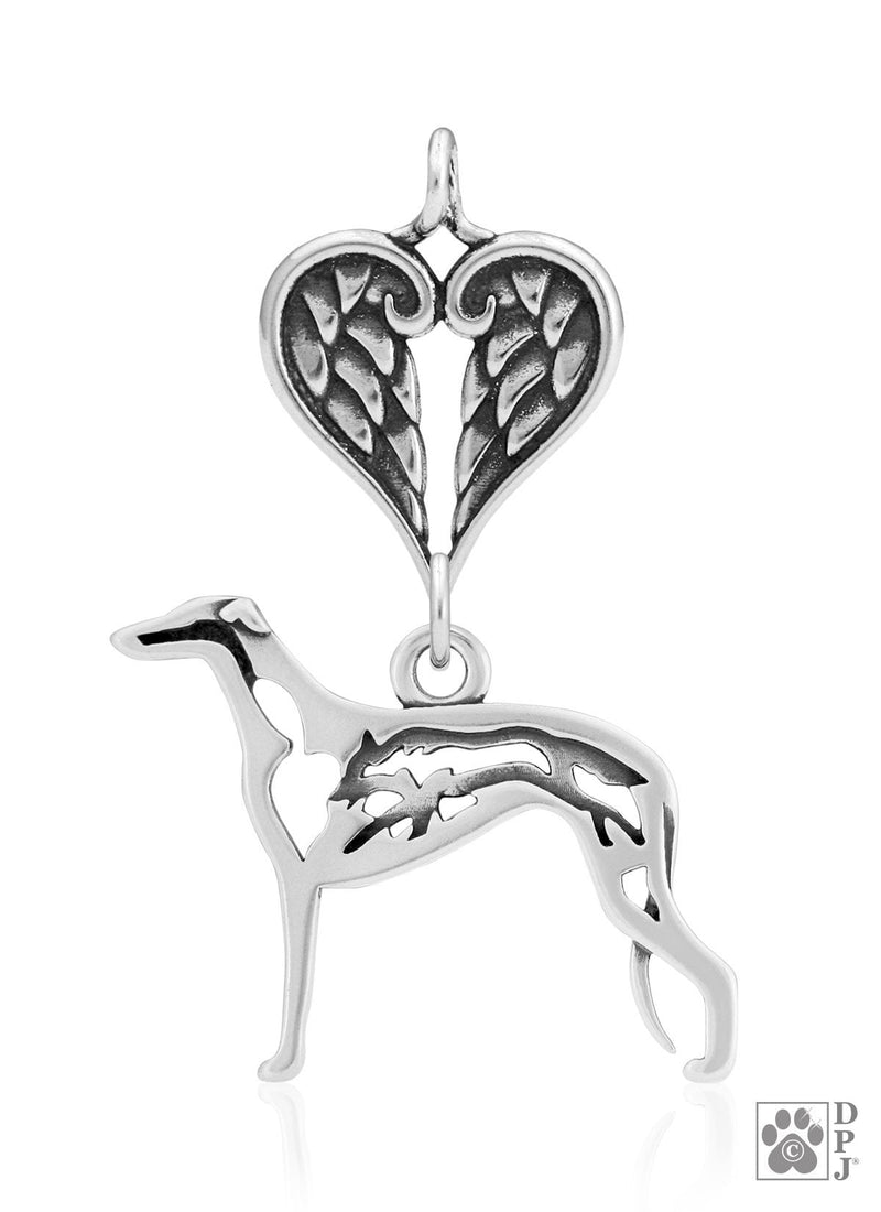 Greyhound, w/Fox, Body, with Engravable Healing Angels Pendant