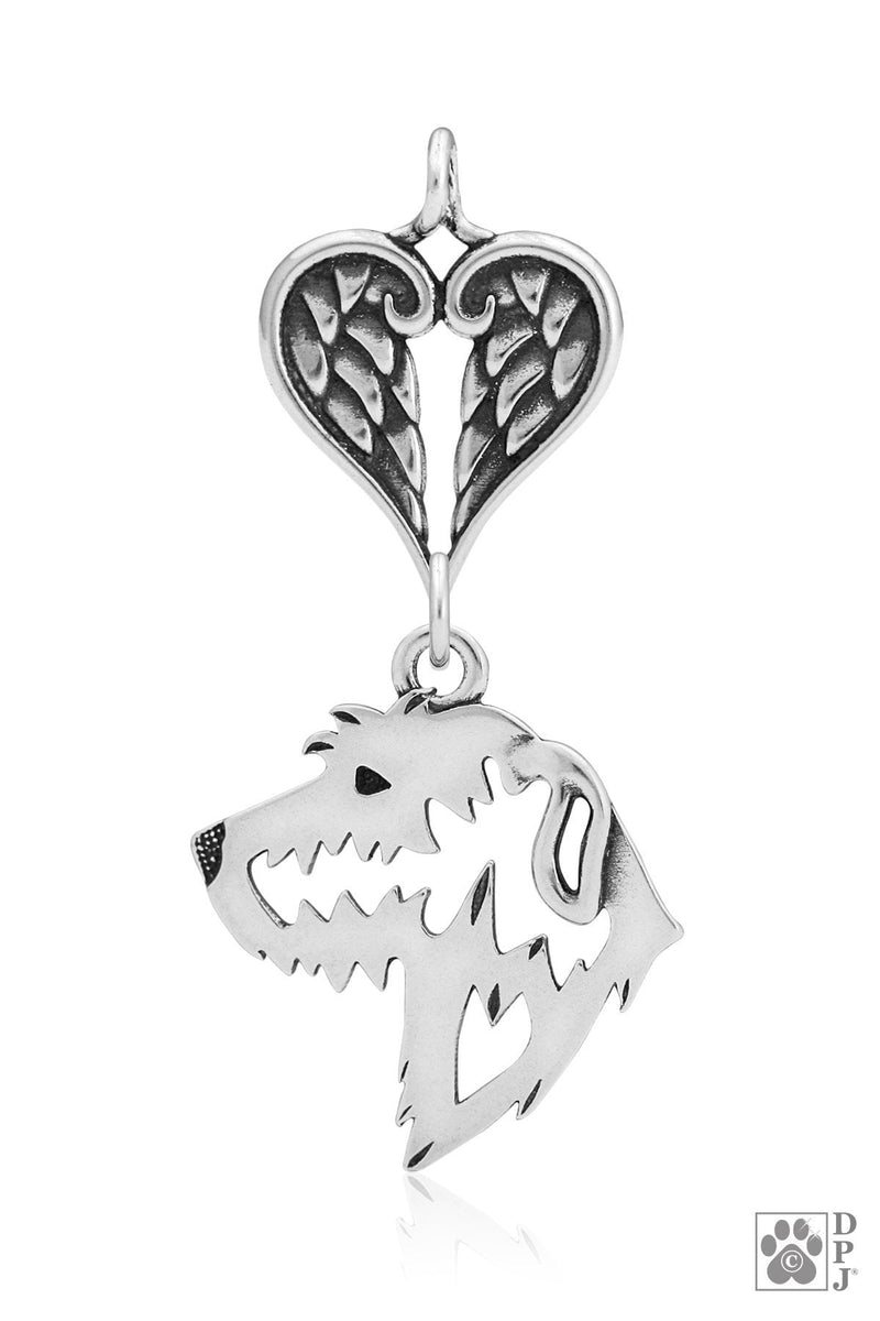 Irish Wolfhound, Head, with Engravable Healing Angels Pendant