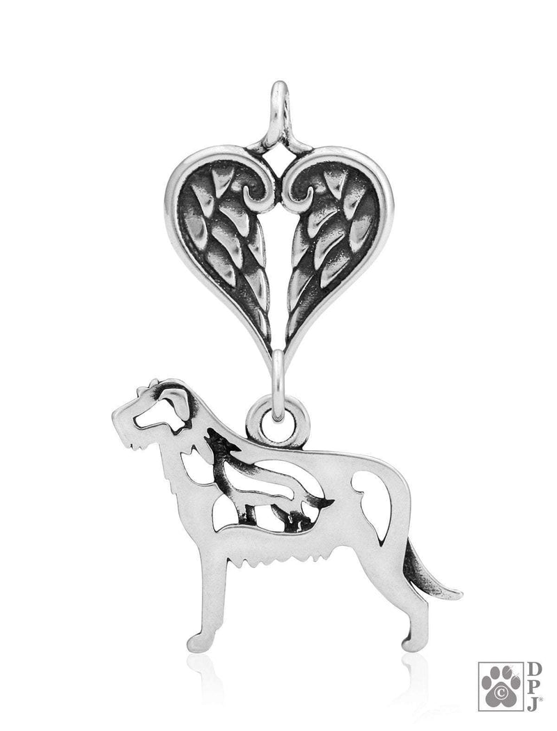Irish Wolfhound, w/Wolf, Body, with Engravable Healing Angels Pendant