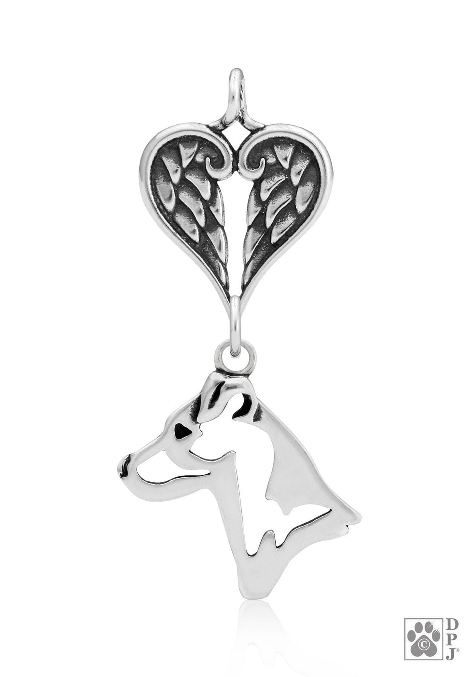 Parson Russell Terrier, Smooth Coat, Head, with Engravable Healing Angels Pendant