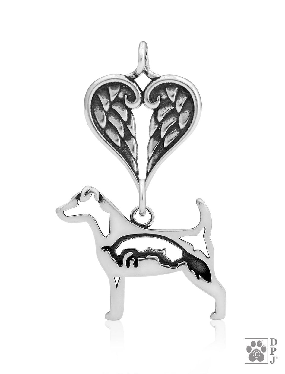 Parson Russell Terrier, w/Fox, Body, with Engravable Healing Angels Pendant