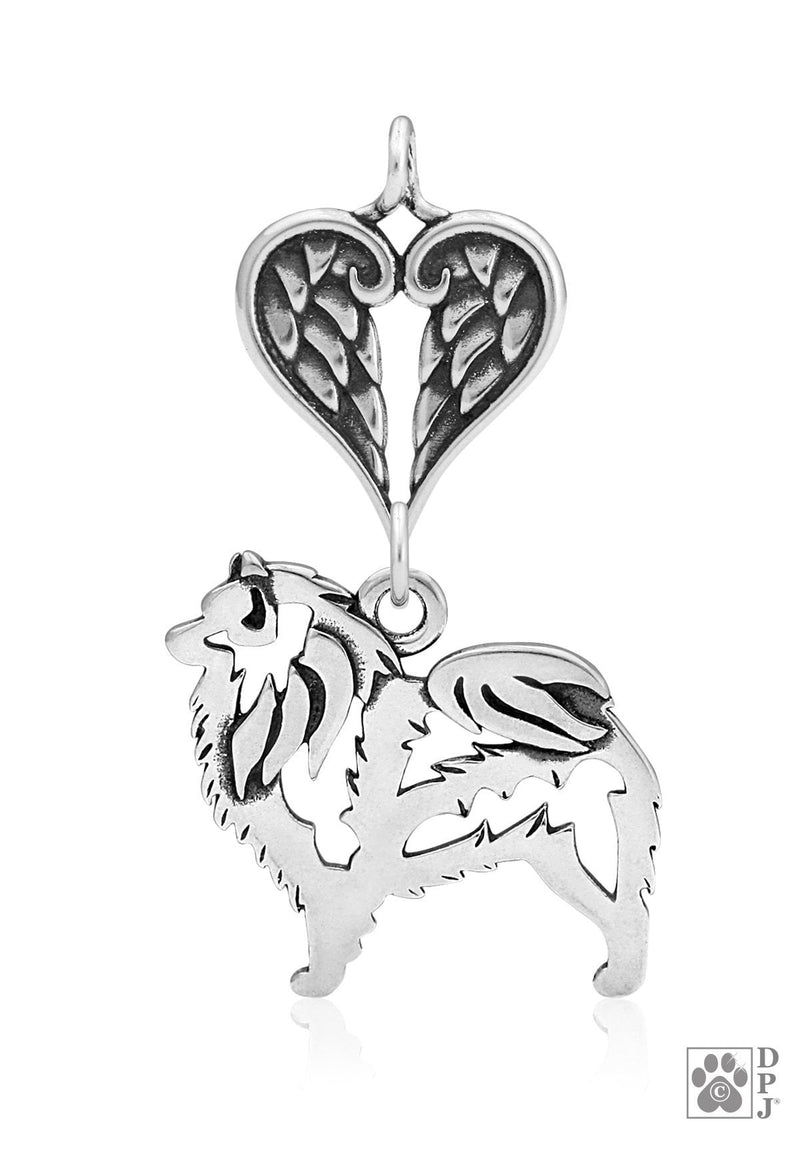 Keeshond, Body, with Engravable Healing Angels Pendant