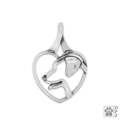 Sterling Silver Labrador Retriever Heart Necklace