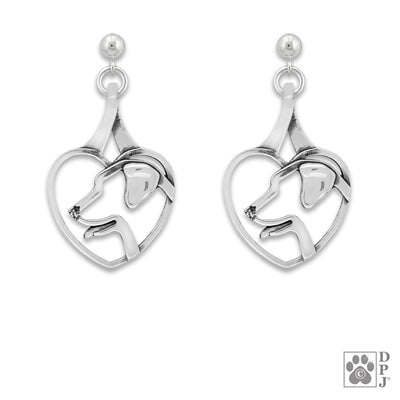 Sterling Silver Labrador Retriever Heart Earrings