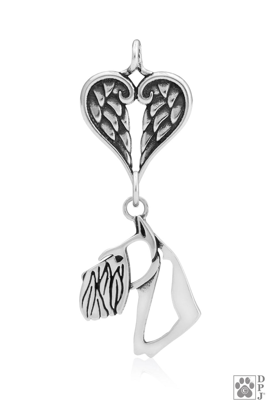 Schnauzer Cropped Ears, Head, with Engravable Healing Angels Pendant