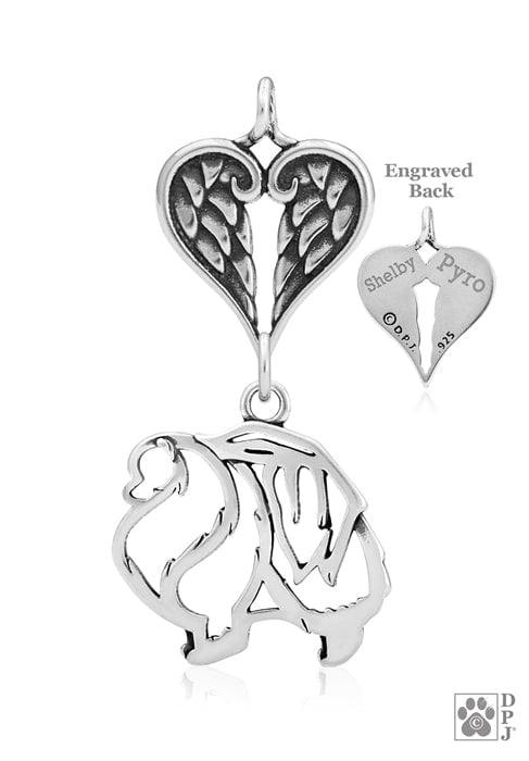 Pomeranian, Body, with Engravable Healing Angels Pendant