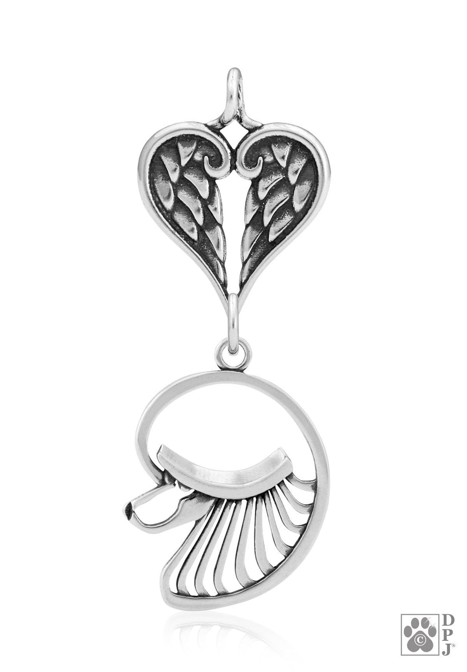Poodle, Continental Cut, Head, with Engravable Healing Angels Pendant