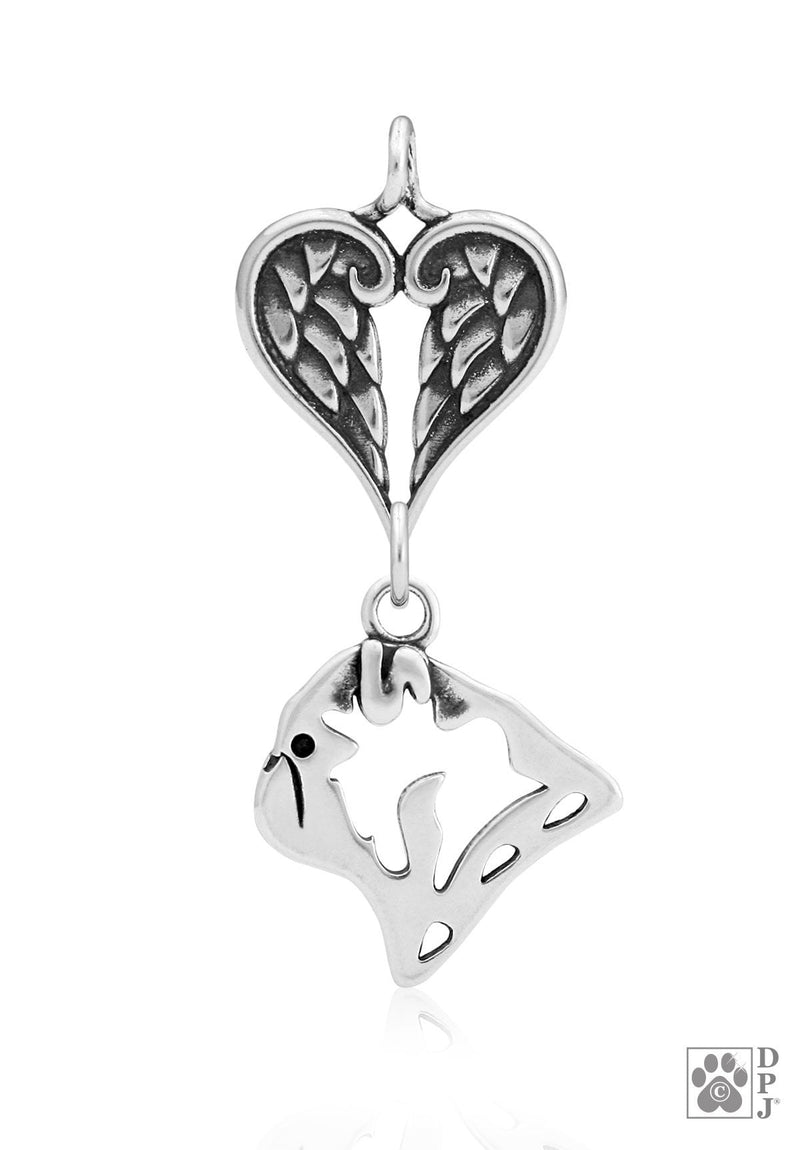 Pug, Head, with Engravable Healing Angels Pendant