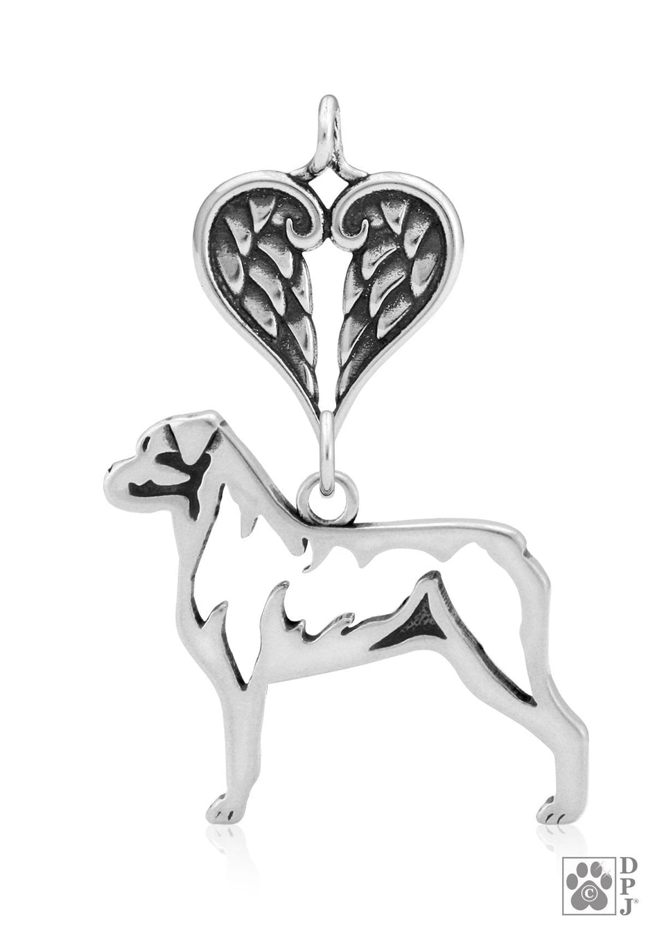 Rottweiler, Body, with Engravable Healing Angels Pendant
