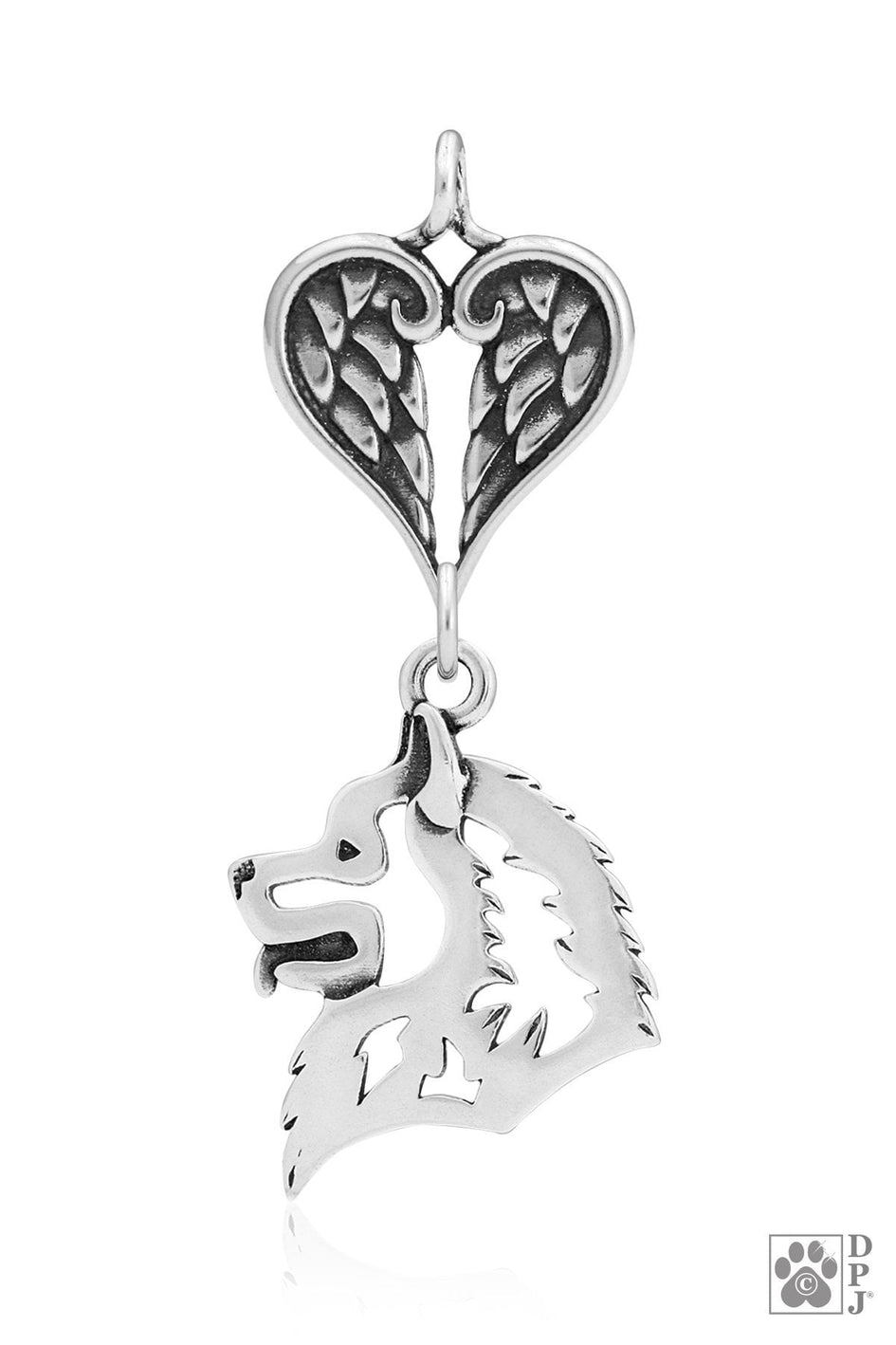 Samoyed, Head, with Engravable Healing Angels Pendant