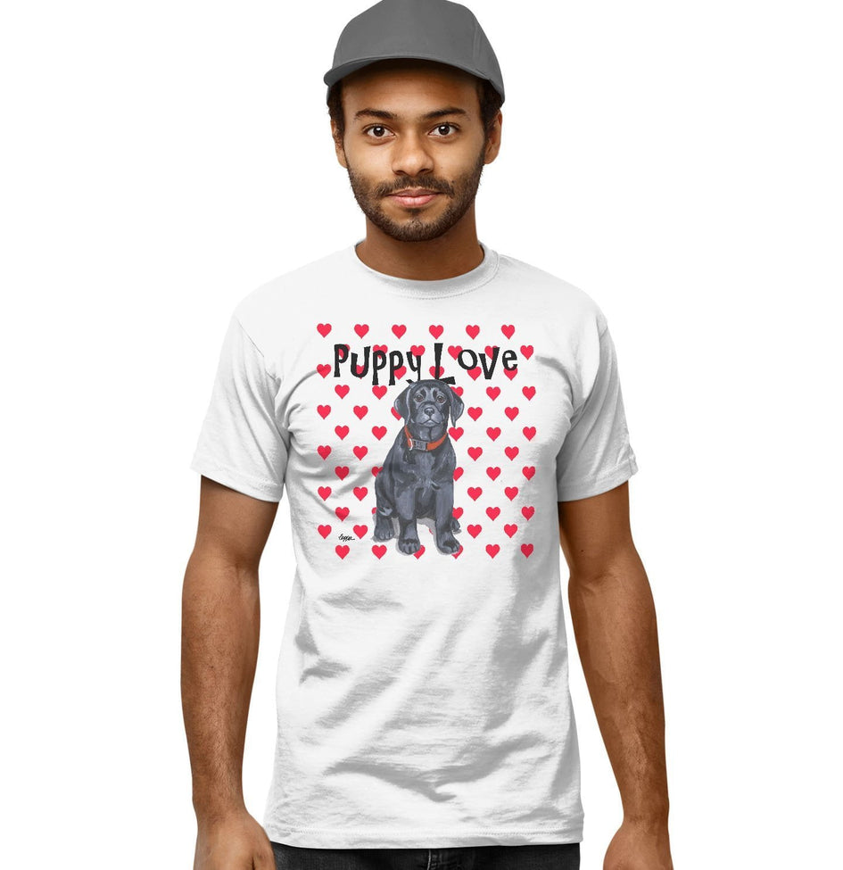Black Labrador Retriever Puppy Love - Adult Unisex T-Shirt