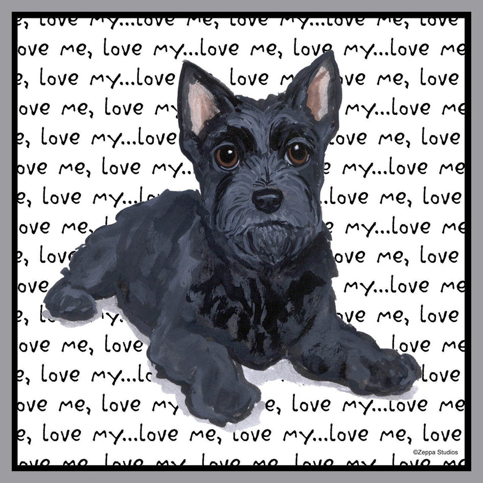 Scottish Terrier Puppy Love Text - Adult Unisex Hoodie Sweatshirt