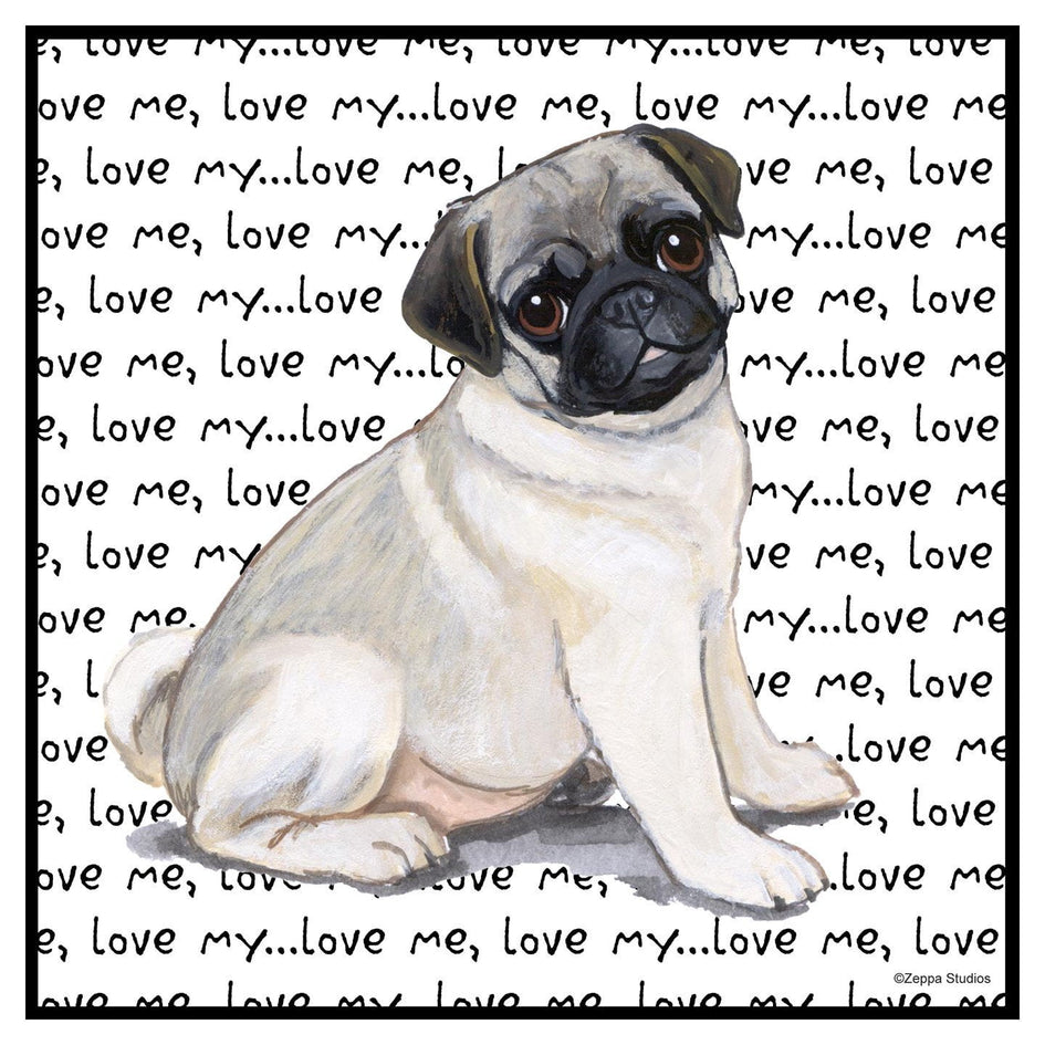 Pug Puppy Love Text - Adult Unisex Hoodie Sweatshirt