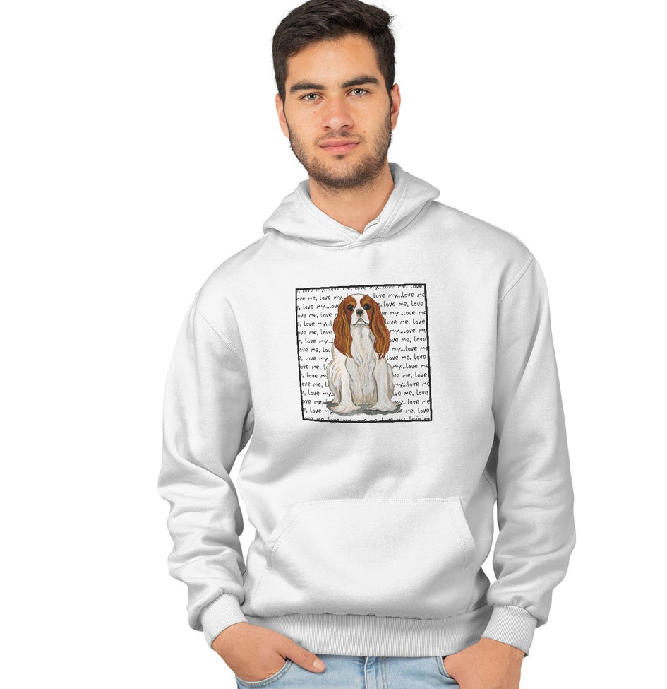 Blenheim Cavalier King Charles Spaniel Love Text - Adult Unisex Hoodie Sweatshirt