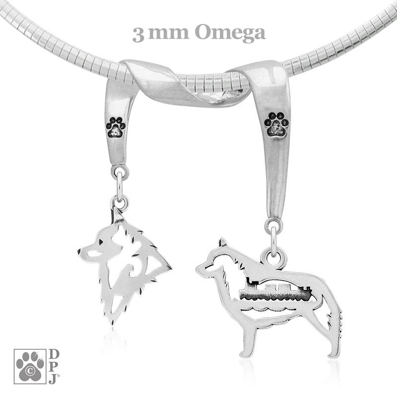 Schipperke, Charm Holder, Necklace Pendant on 4mm 18 Omega Chain