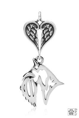 Scottish Terrier, Head, with Engravable Healing Angels Pendant