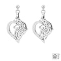 Sterling Silver Shetland Sheepdog in Heart Earrings, Head
