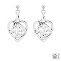 Sterling Silver Siberian Husky in Heart Earrings