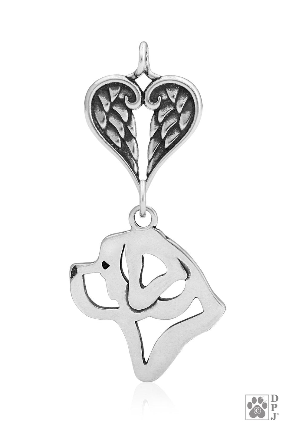 Saint Bernard, Head, with Engravable Healing Angels Pendant