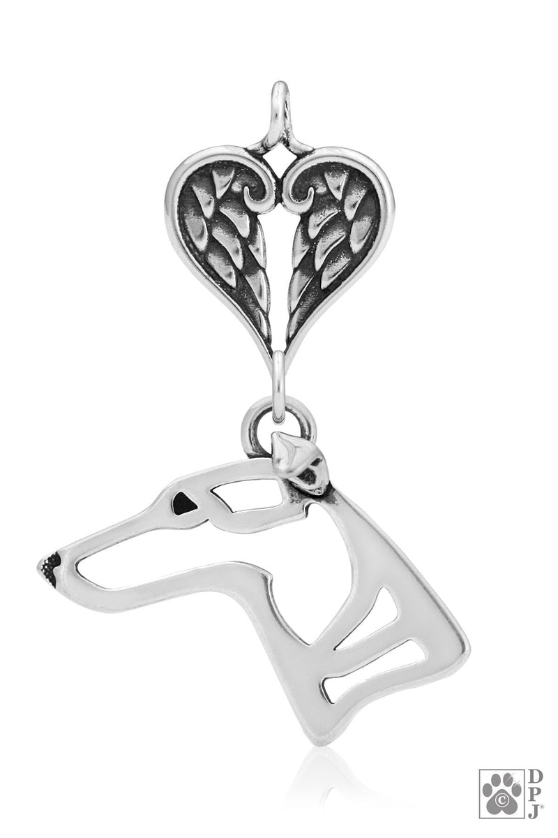Whippet, Head, with Engravable Healing Angels Pendant