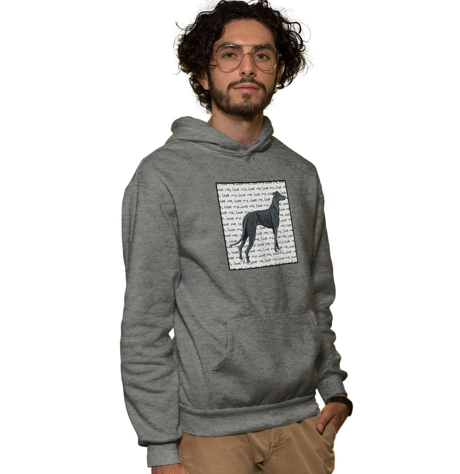 Black Greyhound Love Text - Adult Unisex Hoodie Sweatshirt