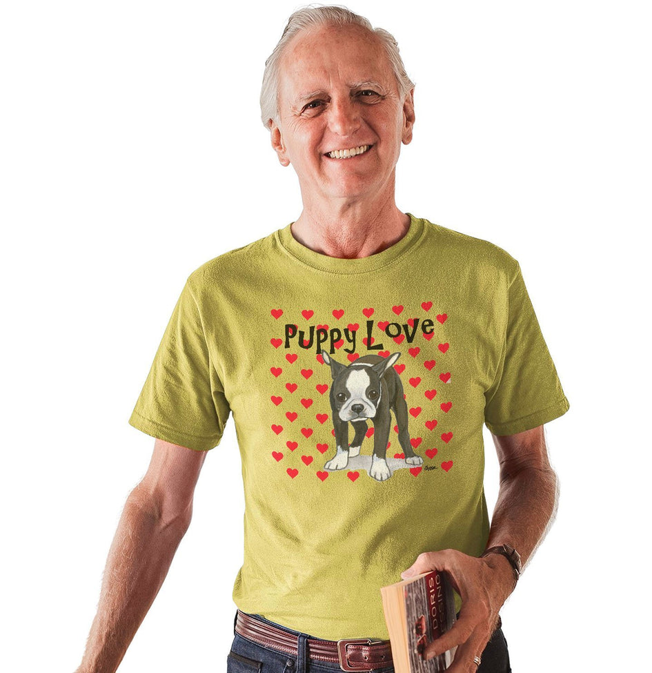Boston Terrier Puppy Love - Adult Unisex T-Shirt