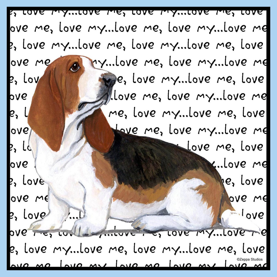 Basset Hound Love Text Adult Unisex T-Shirt AKC Shop
