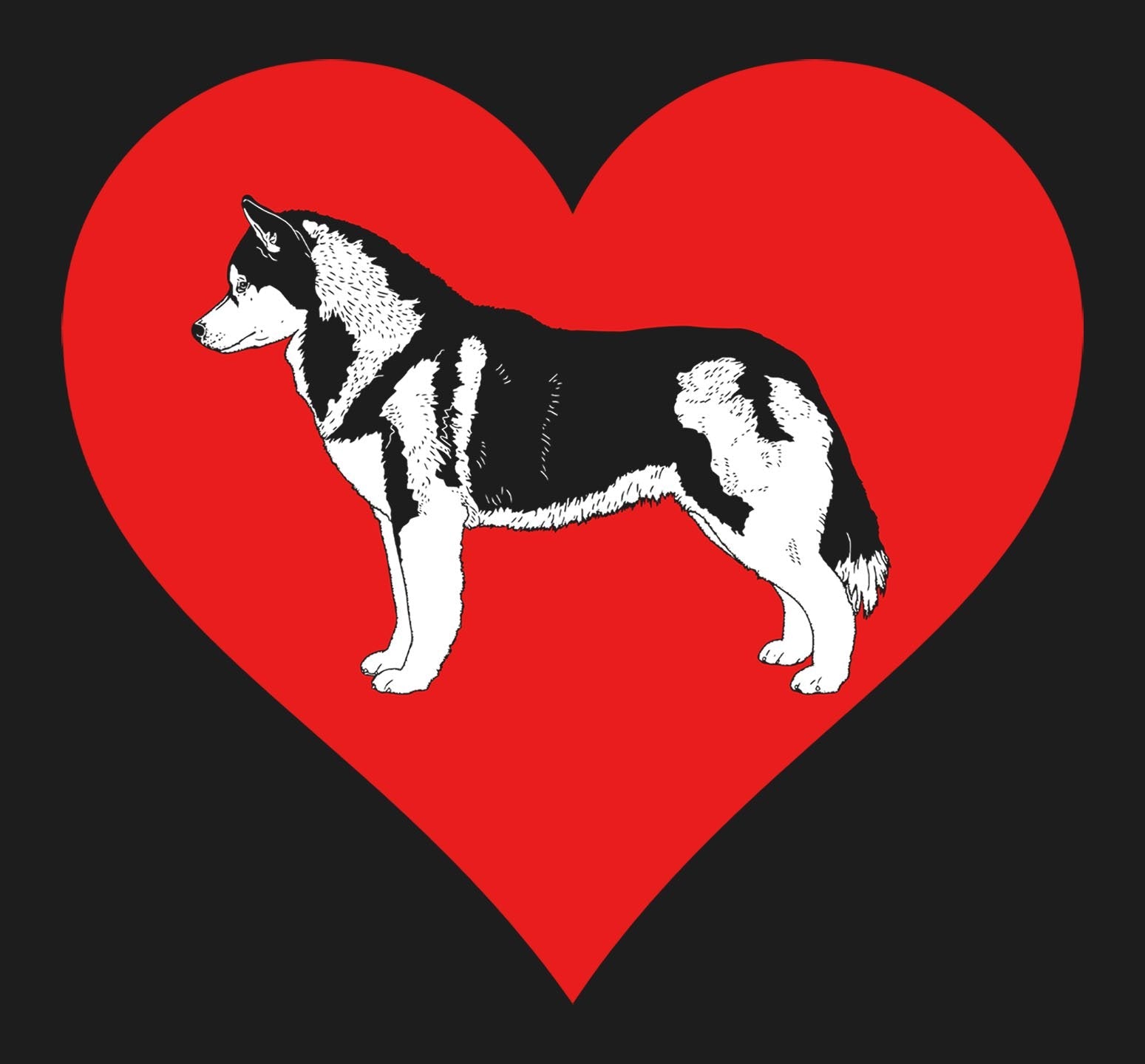 Siberian Husky on Heart Left Chest - Full-Zip Hoodie Sweatshirt