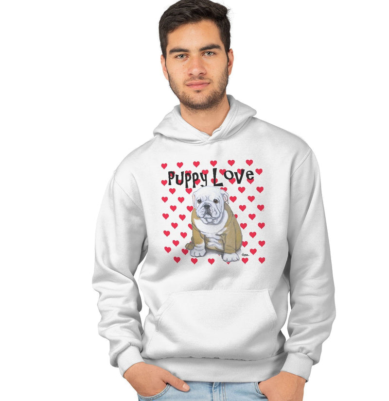 Bulldog Puppy Love - Adult Unisex Hoodie Sweatshirt