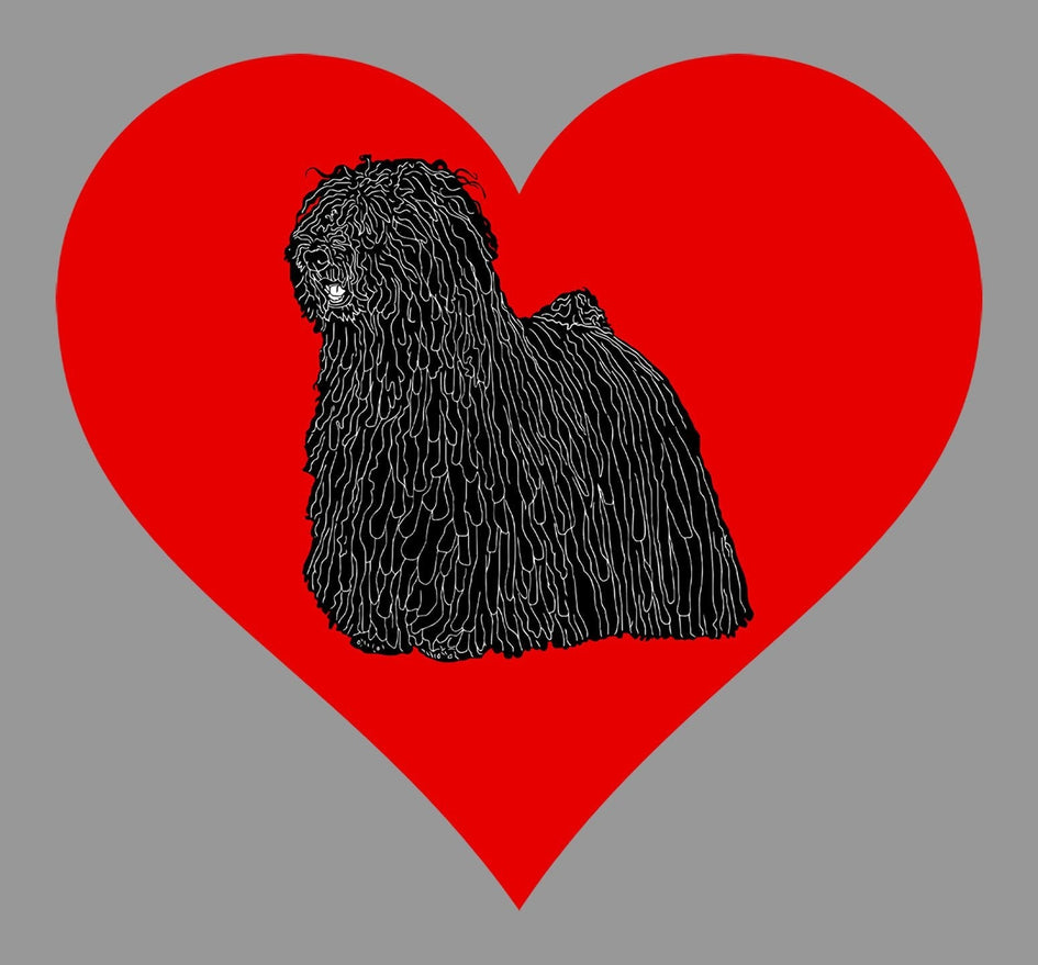 Black Puli on Heart Left Chest - Unisex Full-Zip Hoodie Sweatshirt