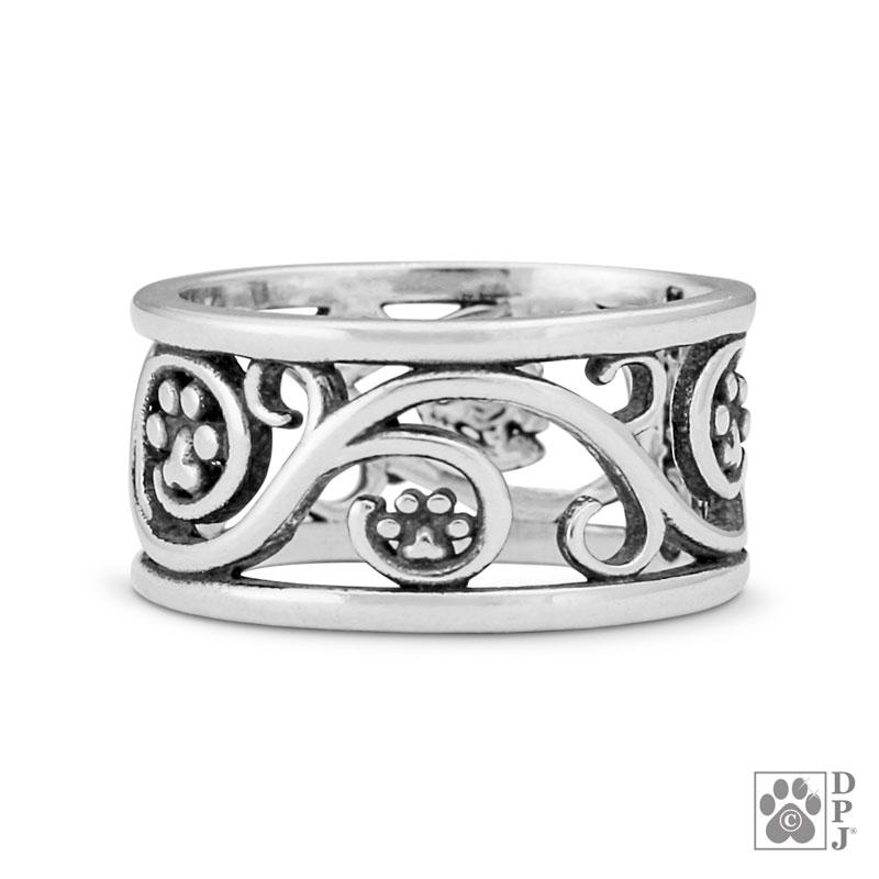 Sterling Silver Life Long Journey Paws Ring