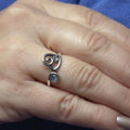 Sterling Silver Pawer of Love Adjustable Ring w/Crystal