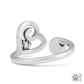 Sterling Silver Pawer of Love Adjustable Ring w/Crystal