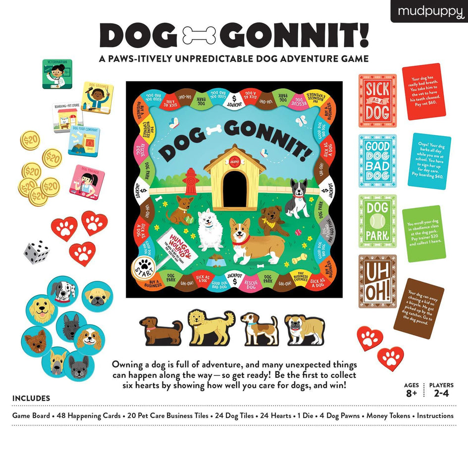 Mudpuppy Dog-Gonnit Board Game - for 2-4 Players, Ages 8+ - Teaches Real-Life Dog Caring Skills - Fun and Engaging Game for Families to Play Together
