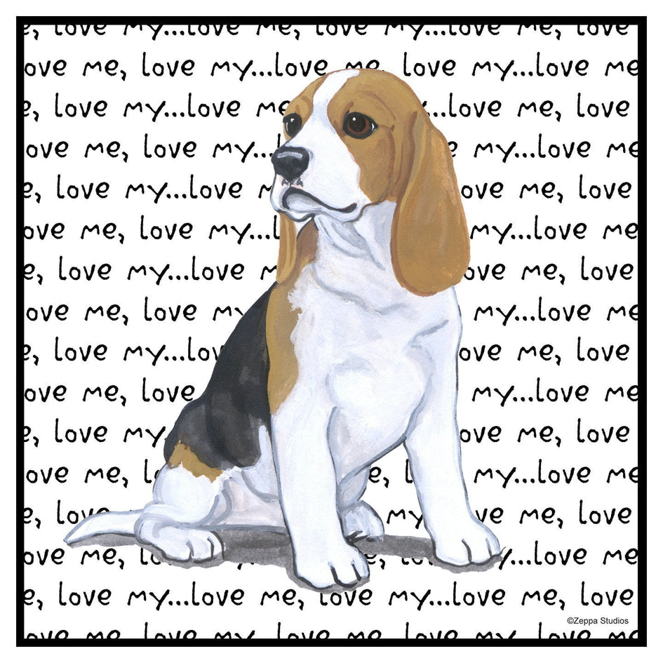 Beagle Puppy Love Text - Adult Unisex T-Shirt