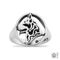 German Shepherd Dog, Head, Sterling Silver Ring